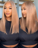 Load image into Gallery viewer, 【Limited Design】Ash Honey Blonde Colored Straight Bob Glueless 6x5 Pre-Cut Lace Human Hair Wigs