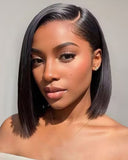 Load image into Gallery viewer, Short Bob Natural Black Silky Straight 6x5 Pre-cut Glueless Human Hair Wigs