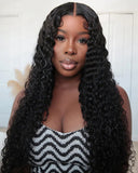Load image into Gallery viewer, Deep Wave Natural Black 360 Lace Frontal Human Hair Wig Free Part