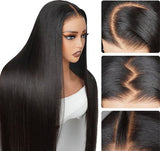 Load image into Gallery viewer, Straight Natural Black Glueless 6x5 Pre-Cut Lace Closure Human Hair Wigs