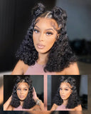 Load image into Gallery viewer, Morketic Curly Short Bob Natural Black Glueless T Part Lace Front Human Hair Wig