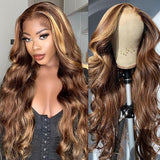 Load image into Gallery viewer, Honey Blonde Piano Highlight Color Body Wave 13x4/6x5 Lace Front Human Hair Wig