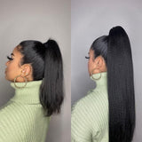 Load image into Gallery viewer, Morketic Yaki Straight Human Hair Drawstring Ponytail Human Hair Extensions