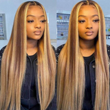 Load image into Gallery viewer, Morketic Honey Blonde with Piano Highlights Colored Straight 13x4 Lace Front Human Hair Wig