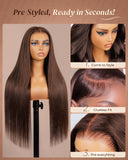 Load image into Gallery viewer, Pure-Luxe™ Dark Brown Colored Glueless 13x6 Ultra-Dense Silky Straight/Body WaveHuman Hair Wig Pre-Cut Lace