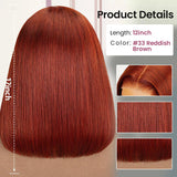 Load image into Gallery viewer, Dark Brown Color Short Bob Straight Double Drawn Hair Grade 6-inch Deep Lace Glueless Human Hair Wig