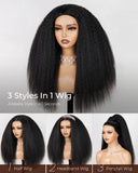 Load image into Gallery viewer, 3 In 1 Half Wig | Yaki Straight Natural Black Easy-Wear No Glue Needed Upgrade With Drawstring Cap Human Hair Wigs