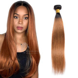 Load image into Gallery viewer, Morketic 10A 1B/30 Black Roots Auburn Brown Hair Straight Brazilian Human Hair Weave 1 Bundle