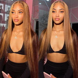 Load image into Gallery viewer, Morketic Honey Blonde with Piano Highlights Colored Straight 13x4 Lace Front Human Hair Wig