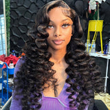 Load image into Gallery viewer, Morketic Loose Wave Natural Black 13x6 Lace Frontal Human Hair Wig Free Parting