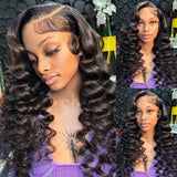 Load image into Gallery viewer, Morketic Loose Wave Natural Black 13x6 Lace Frontal Human Hair Wig Free Parting