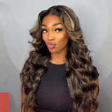 Load image into Gallery viewer, Balayage Highlight Color  Body Wave 6x5/13x4 Lace Front Human Hair Wig Free Part