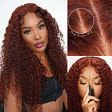 Load image into Gallery viewer, 7x5 Glueless Lace Closure Wig 180% Density Reddish Brown Deep Curly Wig HD Lace