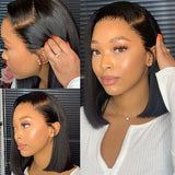 Load image into Gallery viewer, Short Bob Natural Black Silky Straight 6x5 Pre-cut Glueless Human Hair Wigs
