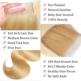 Load image into Gallery viewer, Morketic 613 Blonde Bundles With Closure Brazilian Body Wave Human Hair Weave Bundles With Closure