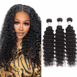 Load image into Gallery viewer, Morketic Natrural Black Unprocessed Brazilian Curly Virgin Hair 3 Bundles Deep Wave Curly Weave Human Hair