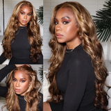 Load image into Gallery viewer, Honey Blonde Piano Highlight Color Glueless Pre-cut 6x5 Lace Body Wave Human Hair Wigs