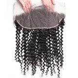 Load image into Gallery viewer, Morketic Brazilian Curly Hair 13x4 Ear To Ear Pre Plucked HD Transparent Lace Frontal Closure With Baby Hair Black Virgin Human Hair