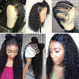 Load image into Gallery viewer, Morketic Curly 13x6 HD Transparent Lace Frontal Closure Ear To Ear Pre Plucked With Baby Hair Black Remy Brazilian Human Hair