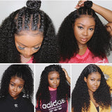 Load image into Gallery viewer, Morketic Curly 13x6 HD Transparent Lace Frontal Closure Ear To Ear Pre Plucked With Baby Hair Black Remy Brazilian Human Hair