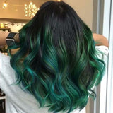 Load image into Gallery viewer, Morketic Black Roots Green Brazilian Human Hair Body Wave 1 Bundle