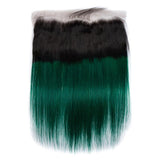 Load image into Gallery viewer, Morketic Black Roots Green Ombre Color Hair HD Transparent 13x4 Straight Lace Frontal Closure Pre Plucked Natural Hairline With Baby Hair Remy Brazilian Human Hair