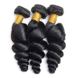Load image into Gallery viewer, Morketic Long Brazilian Loose Wave Human Hair Weave 3 Bundles Natural Black Color