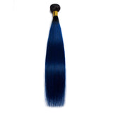 Load image into Gallery viewer, Morketic Straight Brazilian Human Hair Black Roots Blue Hair 1 Bundle