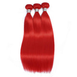 Load image into Gallery viewer, Morketic Red Colored Hair Straight Brazilian Human Hair Weave 3 Bundles