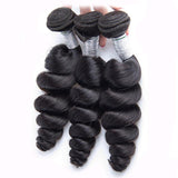 Load image into Gallery viewer, Morketic Natrural Black 3 Bundles Indian Loose Wave Virgin Remy Human Hair Weave