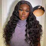 Load image into Gallery viewer, Morketic Loose Wave Natural Black 13x6 Lace Frontal Human Hair Wig Free Parting