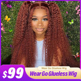 Load image into Gallery viewer, 7x5 Glueless Lace Closure Wig 180% Density Reddish Brown Deep Curly Wig HD Lace