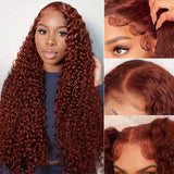 Load image into Gallery viewer, 7x5 Glueless Lace Closure Wig 180% Density Reddish Brown Deep Curly Wig HD Lace