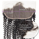 Load image into Gallery viewer, Morketic Curly 13x6 HD Transparent Lace Frontal Closure Ear To Ear Pre Plucked With Baby Hair Black Remy Brazilian Human Hair