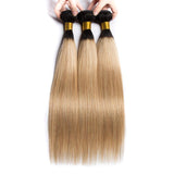 Load image into Gallery viewer, Morketic Straight Black Roots Strawberry Blonde Hair Brazilian Human Hair Bundle 1Pcs