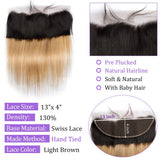 Load image into Gallery viewer, Morketic Black Roots Strawberry Blonde Ombre Color Hair HD Transparent 13x4 Straight Lace Frontal Closure Pre Plucked Natural Hairline With Baby Hair Remy Brazilian Human Hair