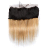 Load image into Gallery viewer, Morketic Black Roots Strawberry Blonde Ombre Color Hair HD Transparent 13x4 Straight Lace Frontal Closure Pre Plucked Natural Hairline With Baby Hair Remy Brazilian Human Hair