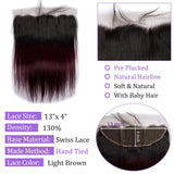 Load image into Gallery viewer, Morketic Black Roots Dark 99J Ombre Hair HD Transparent 13x4 Straight Lace Frontal Closure Pre Plucked Natural Hairline With Baby Hair Remy Brazilian Human Hair
