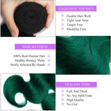 Load image into Gallery viewer, Morketic Black Roots Green Brazilian Human Hair Body Wave 1 Bundle