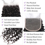 Load image into Gallery viewer, Morketic 5x5 Invisible Swiss Lace Closure Natural Black Remy Human Hair Free Part Closure With Baby Hair