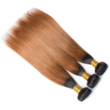 Load image into Gallery viewer, Morketic 10A 1B/30 Black Roots Auburn Brown Hair Straight Brazilian Human Hair Weave 1 Bundle