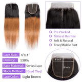 Load image into Gallery viewer, Morketic Black Roots Auburn Brown Straight 4X4 Swiss Lace Closure With Baby Hair Remy Human Hair