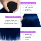 Load image into Gallery viewer, Morketic Straight Brazilian Human Hair Black Roots Blue Hair 1 Bundle