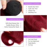 Load image into Gallery viewer, Morketic Black Roots Burgundy Color Ombre Brazilian Human Hair Body Wave 1 Bundle