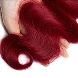 Load image into Gallery viewer, Morketic Black Roots Burgundy Color Ombre Brazilian Human Hair Body Wave 1 Bundle