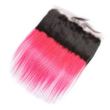 Load image into Gallery viewer, Morketic Black Roots Pink Ombre Color Hair HD Transparent 13x4 Straight Lace Frontal Pre Plucked Natural Hairline With Baby Hair Remy Human Hair