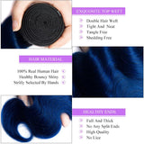 Load image into Gallery viewer, Morketic Black Roots Blue Hair Brazilian Body Wave Human Hair 1 Bundle