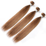 Load image into Gallery viewer, Morketic Brown Hair With Strawberry Blonde Highlights Hair Straight Brazilian Human Hair Weave 1 Bundle