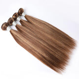 Load image into Gallery viewer, Morketic Brown Hair With Strawberry Blonde Highlights Hair Straight Brazilian Human Hair Weave 1 Bundle