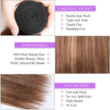 Load image into Gallery viewer, Morketic Brown Hair With Strawberry Blonde Highlights Hair Straight Brazilian Human Hair Weave 1 Bundle